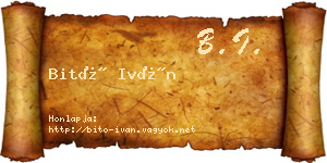Bitó Iván névjegykártya